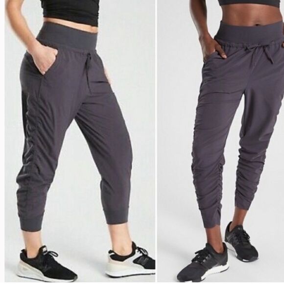Athleta Attitude Pant Rouged Leg Joggers Lightweight Athletic Dark Grey Size 4 - Picture 1 of 11